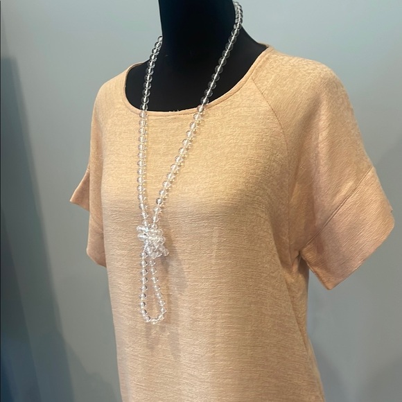 Elegant light tan Short Sleeve Dress sheath style new with tags small - Picture 2 of 2